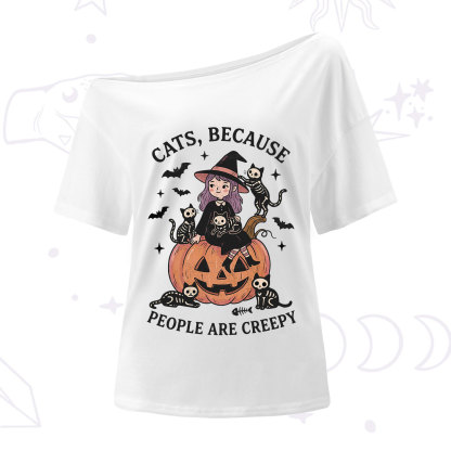 Purplehecate Cats Because People Are Creepy One Shoulder T-Shirt