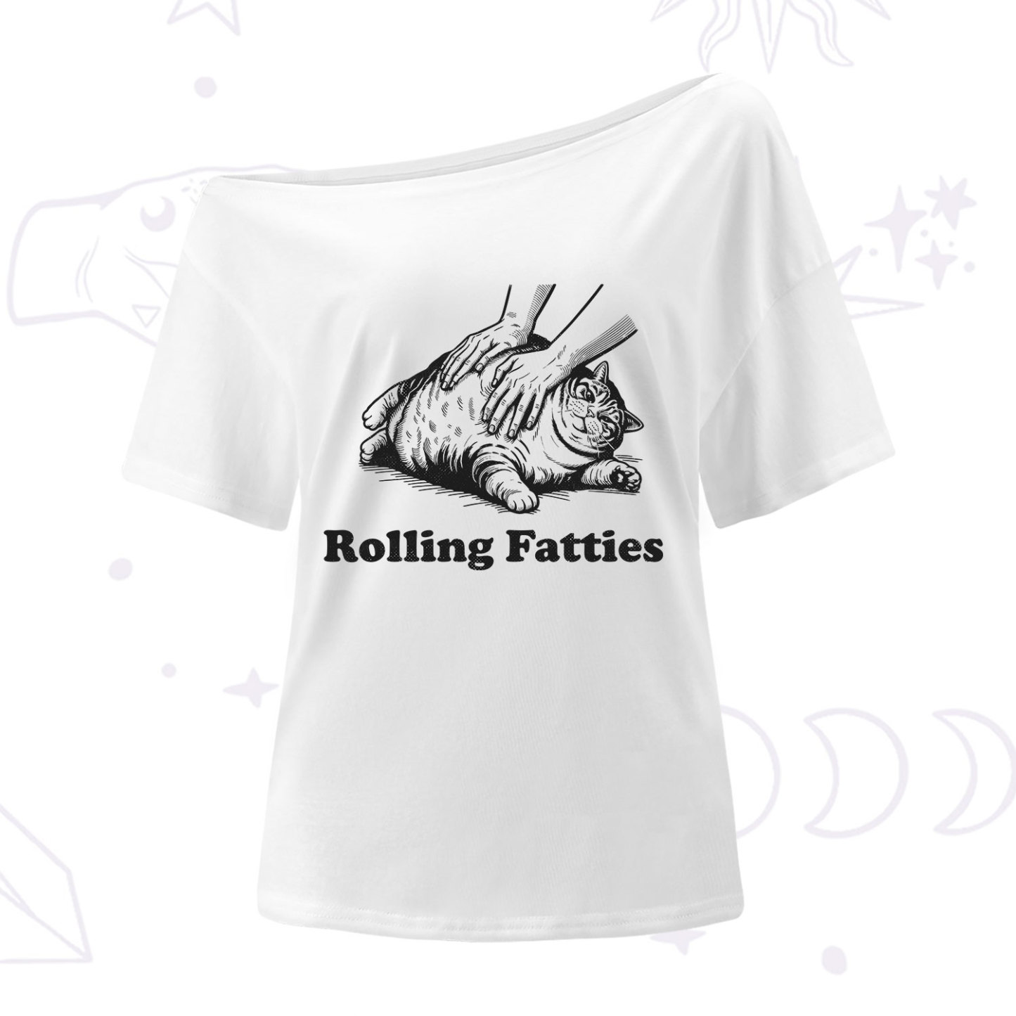 Purplehecate Rolling Fatties Cat One Shoulder T-Shirt