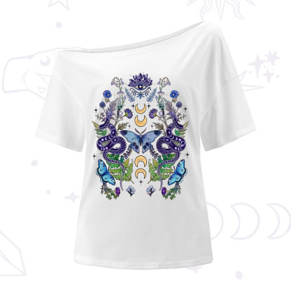 Purplehecate Moon Moth Witchery One Shoulder T-Shirt