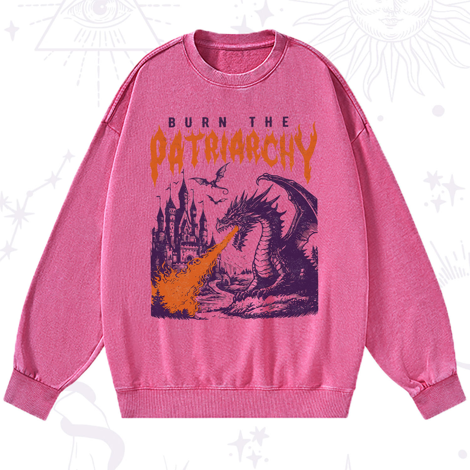 Purplehecate Burn the Patriarchy Dragon Washed Sweatshirt