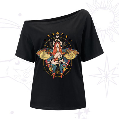 Purplehecate Luna Moth One-Shoulder T-Shirt