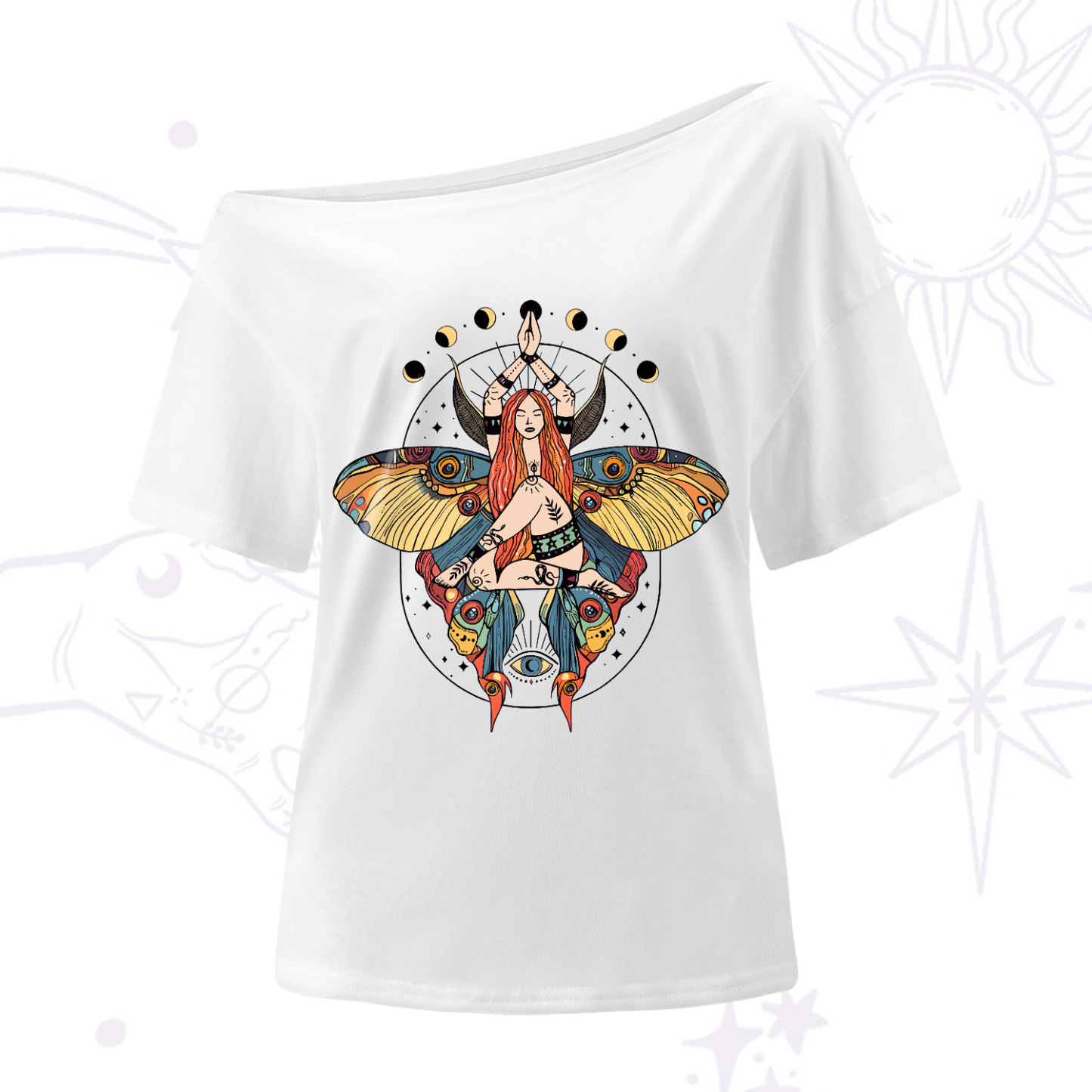 Purplehecate Luna Moth One-Shoulder T-Shirt
