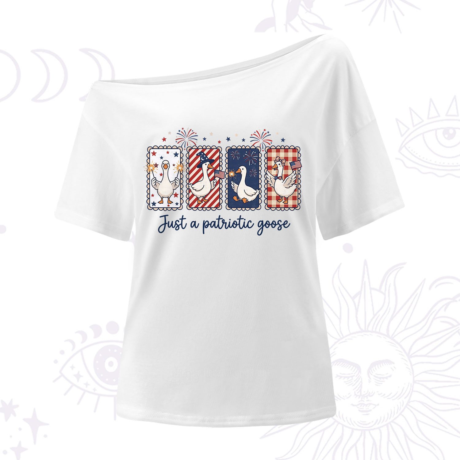 Purplehecate Just A Patriotic Goose One Shoulder T-Shirt
