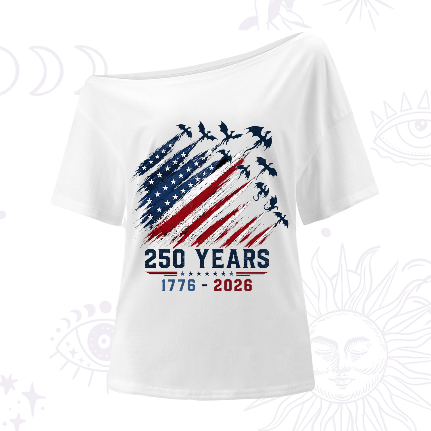 Purplehecate Red White Blue 250 Years One Shoulder T-Shirt