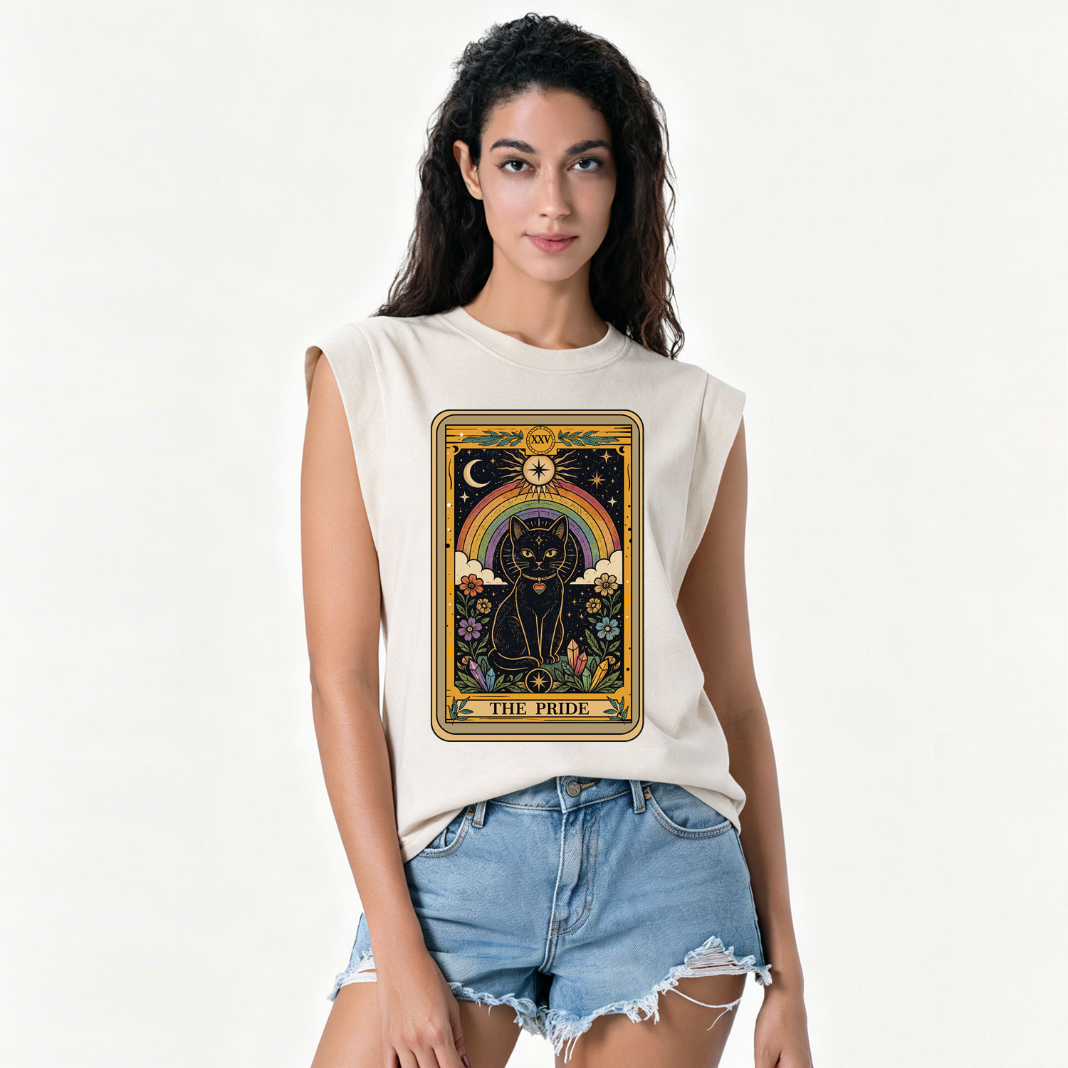 Purplehecate The Pride Black Cat Tarot Vintage Washed Tank