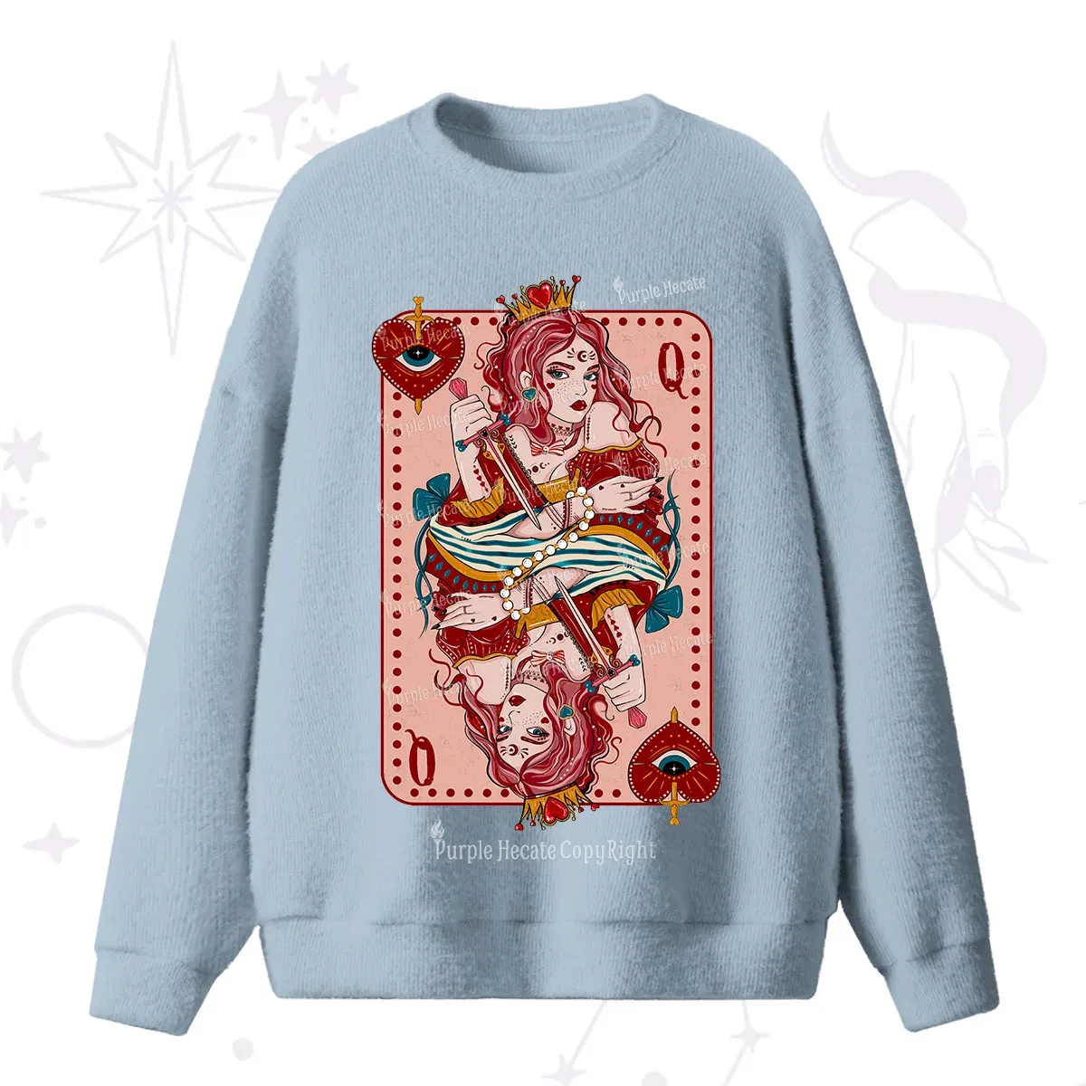 Purplehecate Queen of Hearts Fuzzy Ugly Sweater