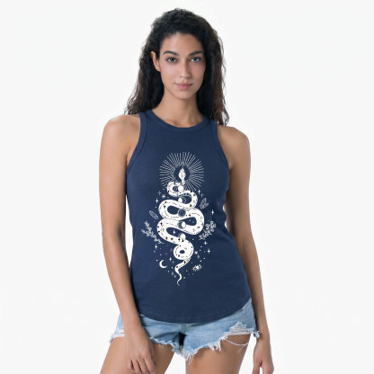 Purplehecate Mystical Moon Phases Snake Racerback Tank Top