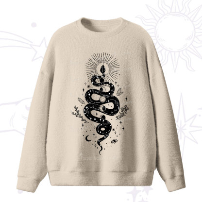 Purplehecate Mystical Moon Phases Snake Fuzzy Ugly Sweater