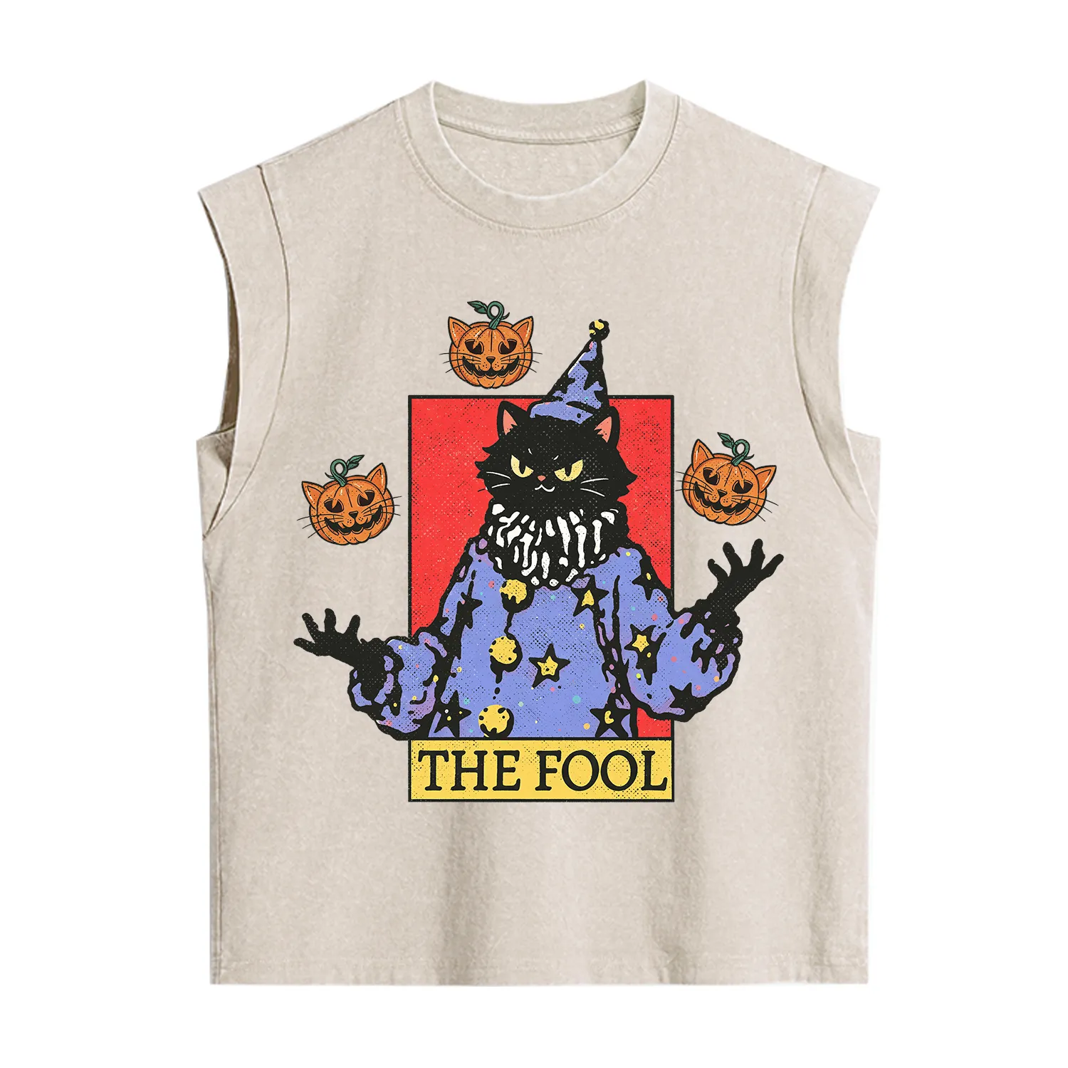 Purplehecate Spooky Fool Black Cat Vintage Washed Tank