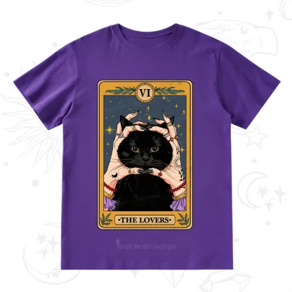 Purplehecate Black Cat The Lovers Tarot Card T-Shirt