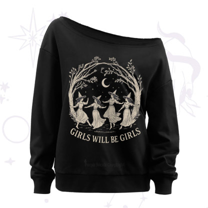 Purplehecate Girls Will Be Girls Witch Off The Shoulder Sweatshirt