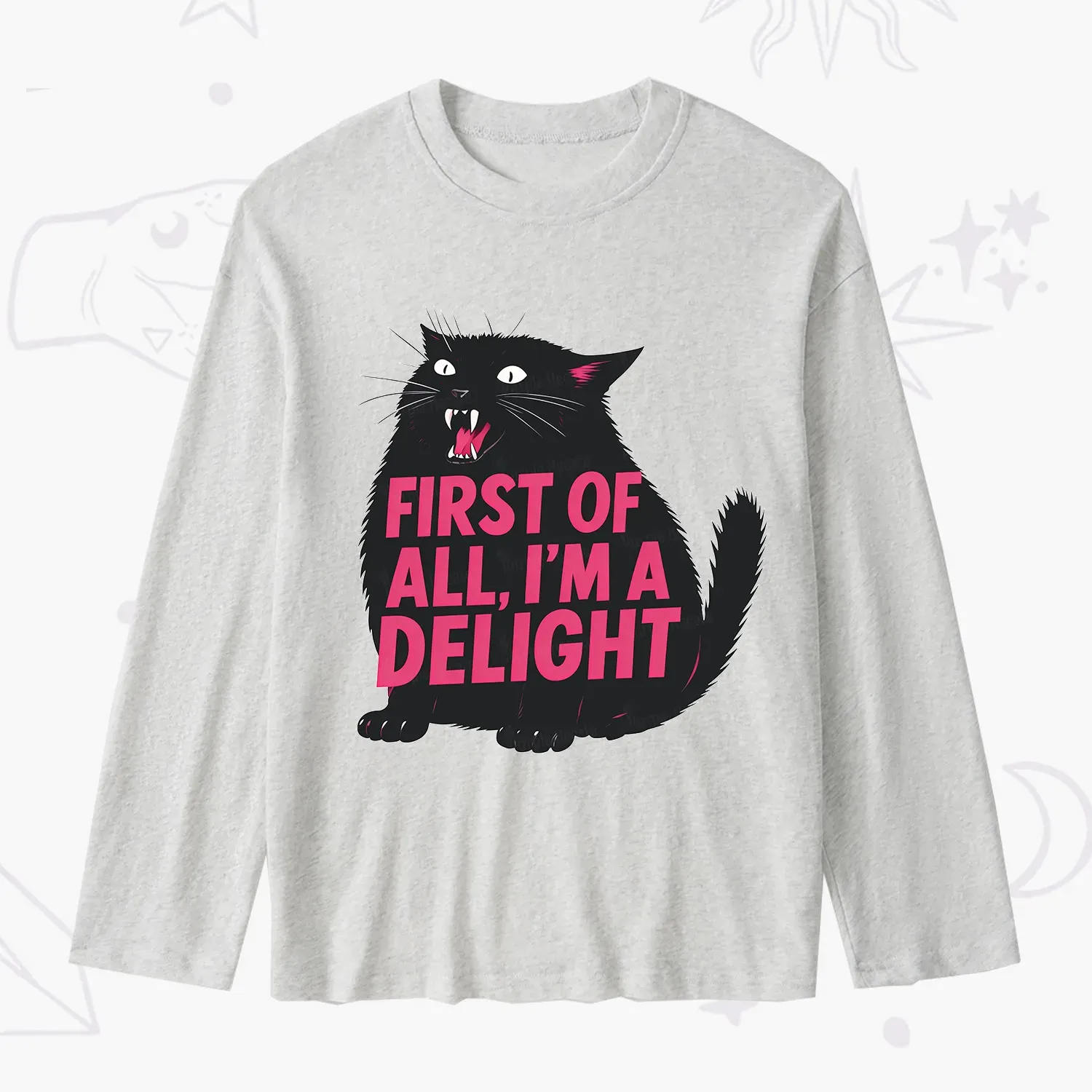 Purplehecate First Of All I'm A Delight Cat Slub Long Sleeve T-Shirt