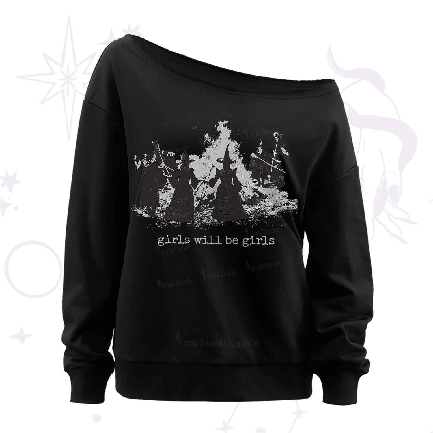 Purplehecate Girls Will Be Girls Off The Shoulder Sweatshirt