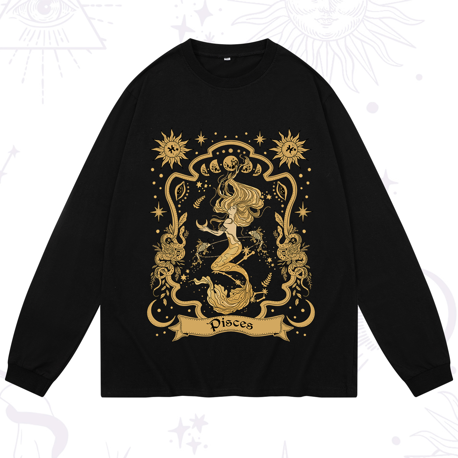 Purplehecate Pisces' Astral Mirage Zodiac Long Sleeve T-Shirt