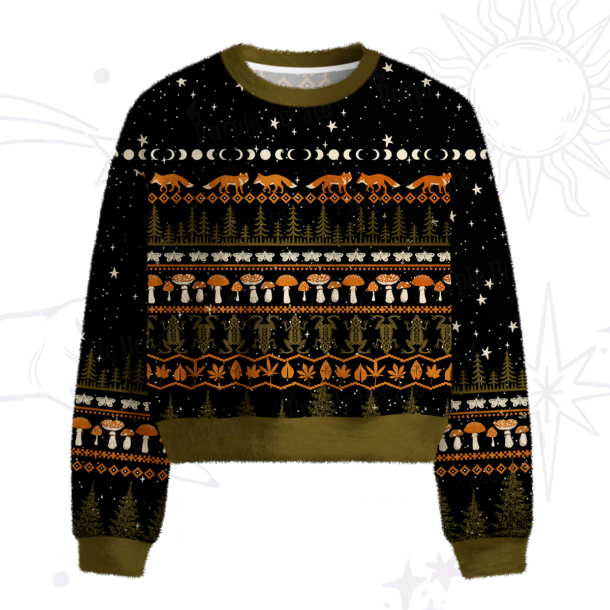 Purplehecate Mystic Woods Fuzzy Crewneck Sweater