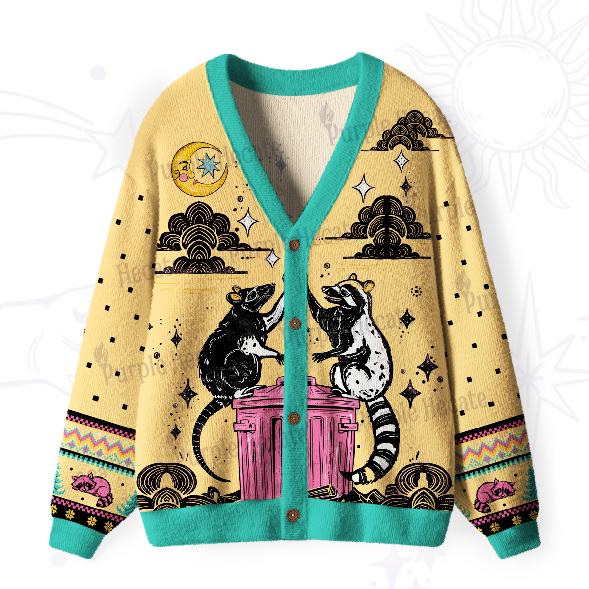 Purplehecate The Team Trash Opossum Tarot Ugly Cardigan Sweaters