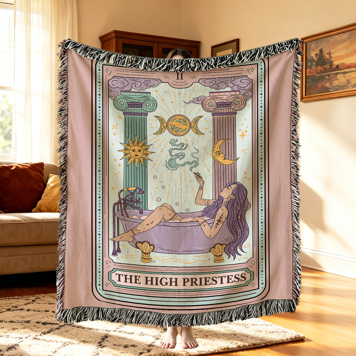 [Copy][Copy]Purplehecate Girls Will Be Girls Praying Mantis Woven Tapestry Blanket