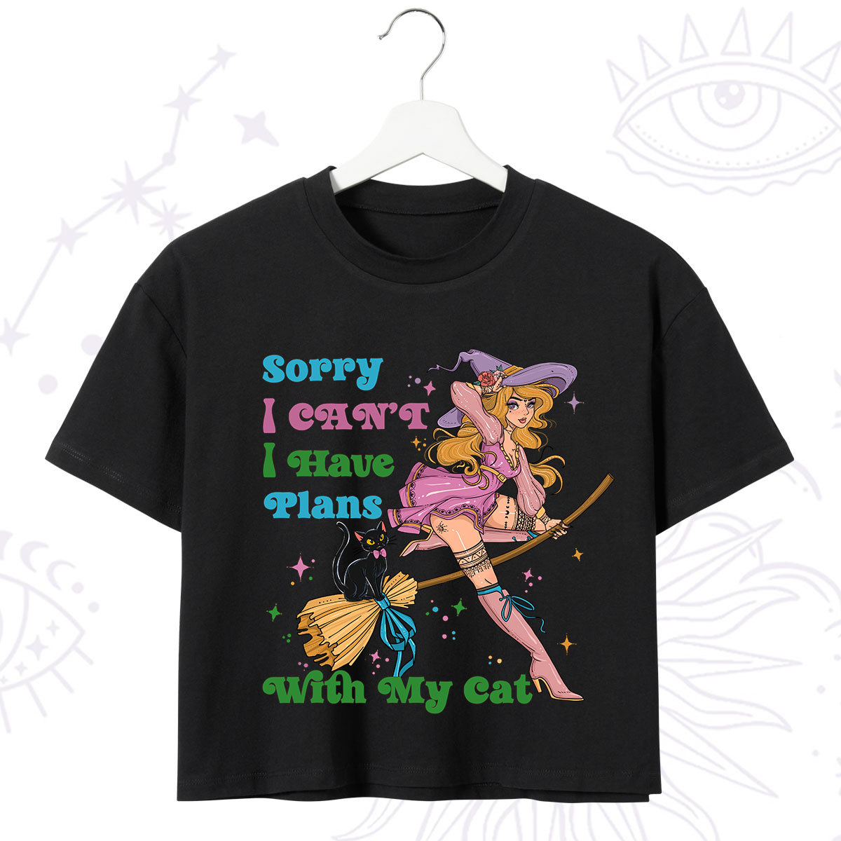 Purplehecate Sorry I Can��t I Have Plans With My Cat Crop T-Shirt