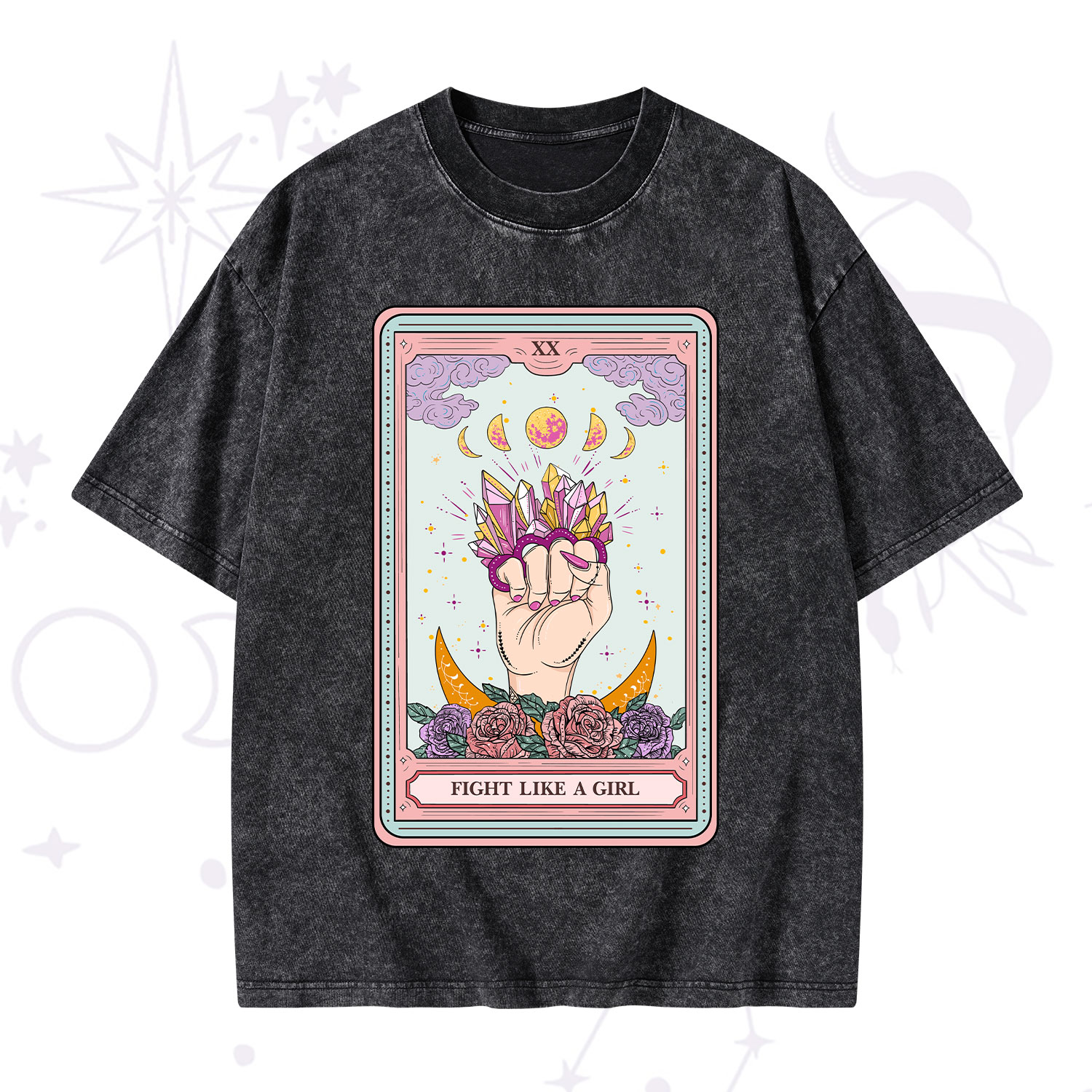 Purplehecate The Fight Like A Girl Tarot Washed T-Shirt