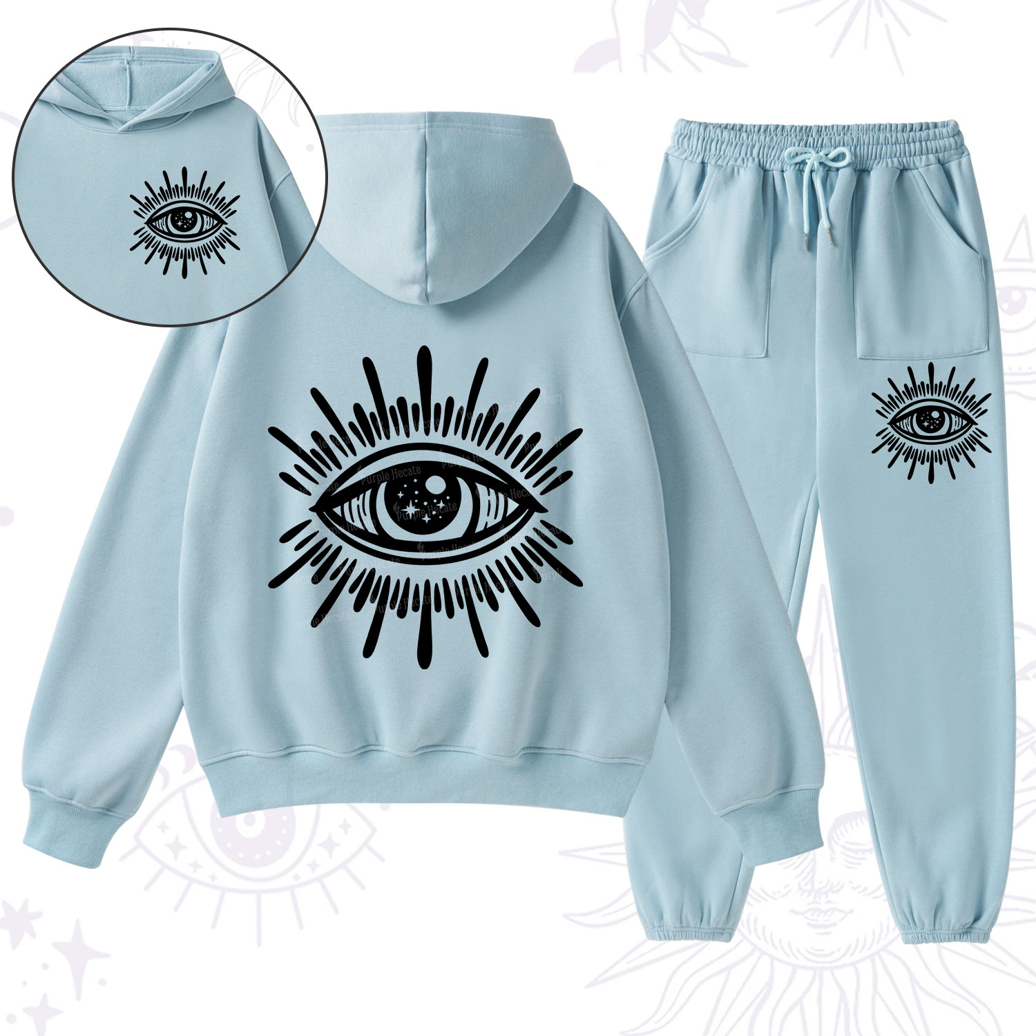 Purplehecate Evil Eye Fleece Hoodie Suit