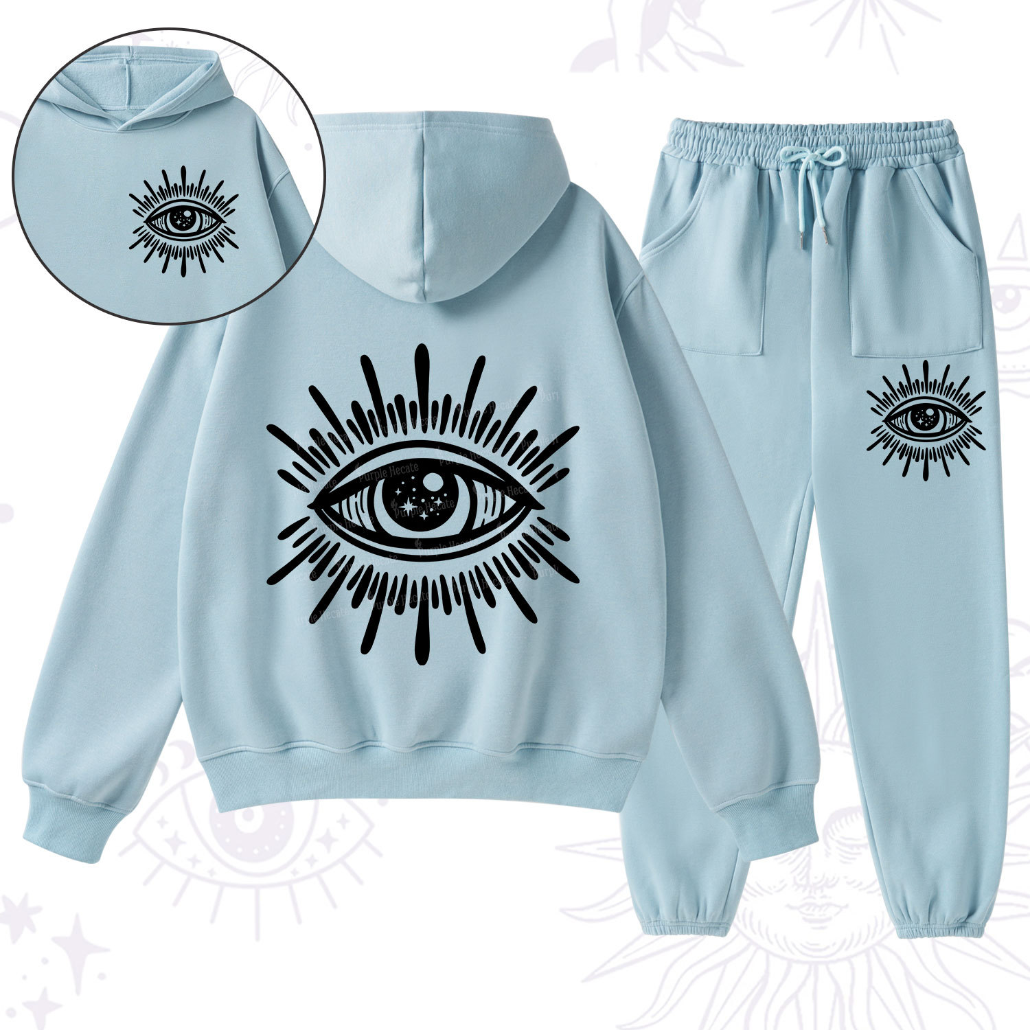 Purplehecate Evil Eye Fleece Hoodie Suit