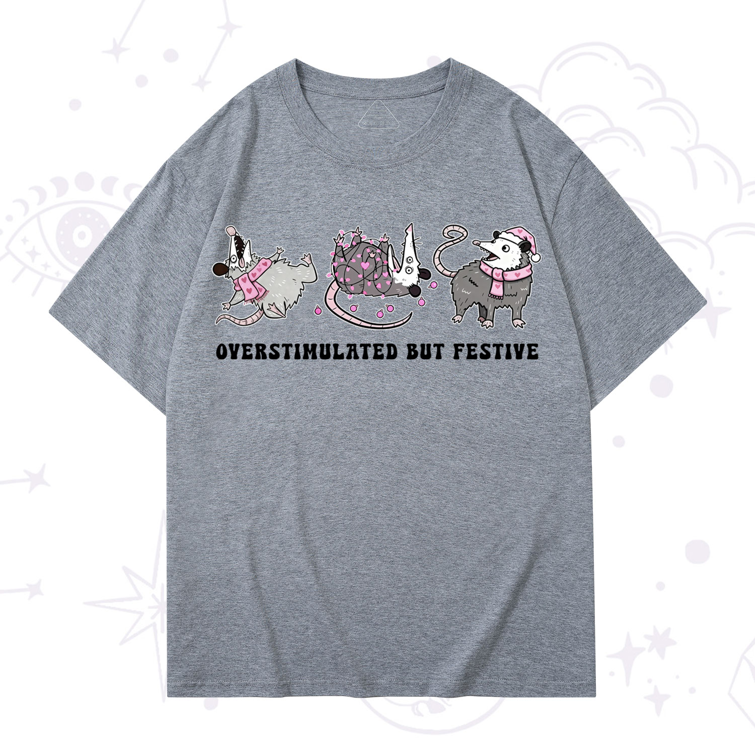 Purplehecate Overstimulated But Festive Possum Valentine T-Shirt