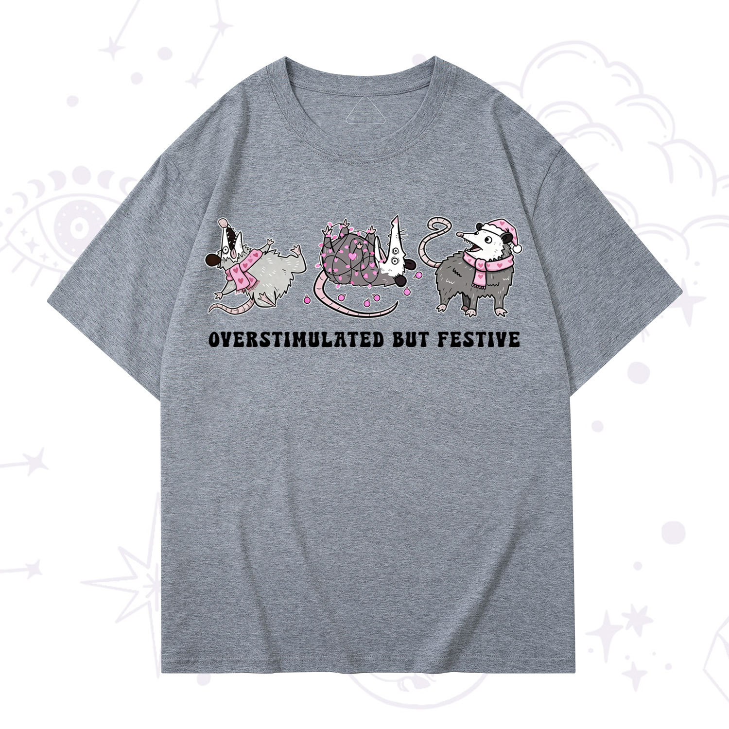 Purplehecate Overstimulated But Festive Possum Valentine T-Shirt