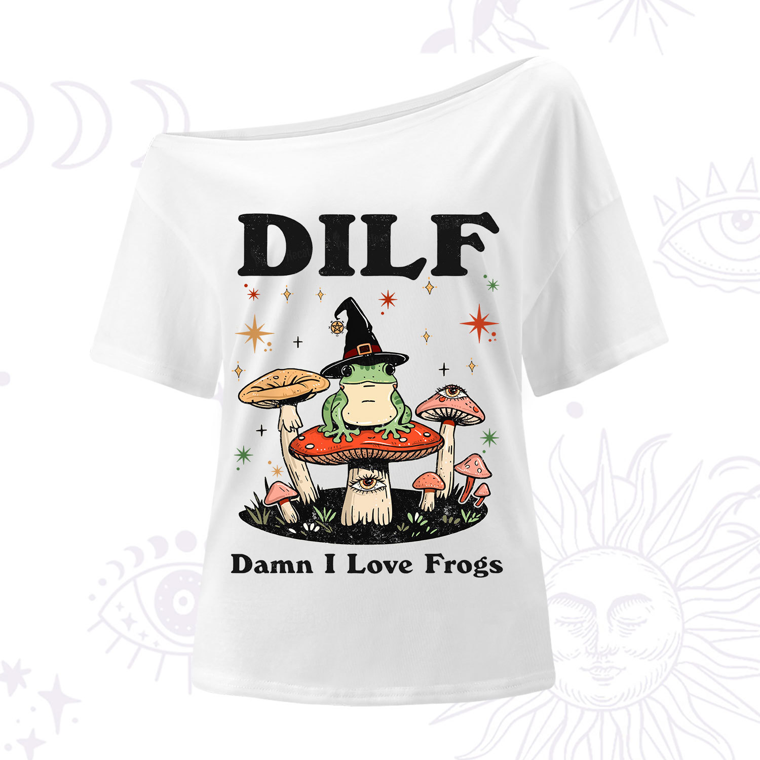 Purplehecate Dilf Damn I Love Frogs One Shoulder T-Shirt