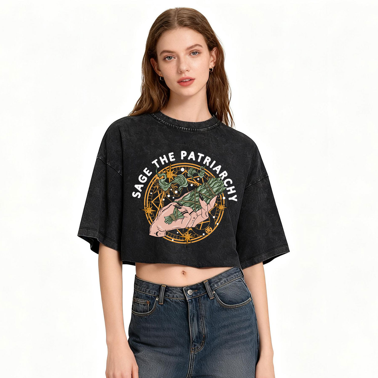 Purplehecate Sage The Patriarchy Washed Cropped T-Shirt