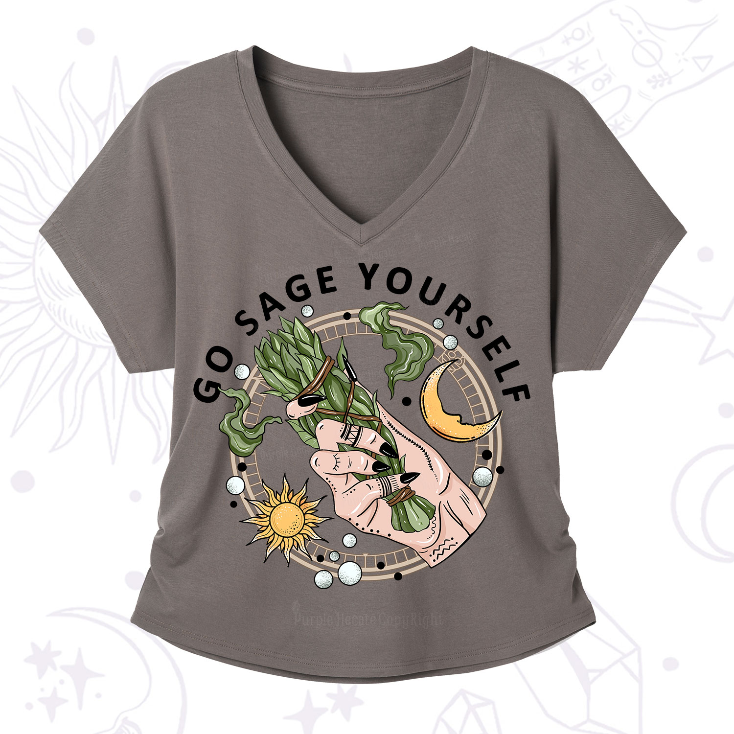 Purplehecate Go Sage Yourself V-Neck T-Shirt
