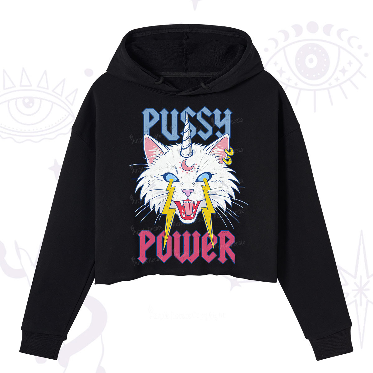Purplehecate Pussy Power Crop Hoodie