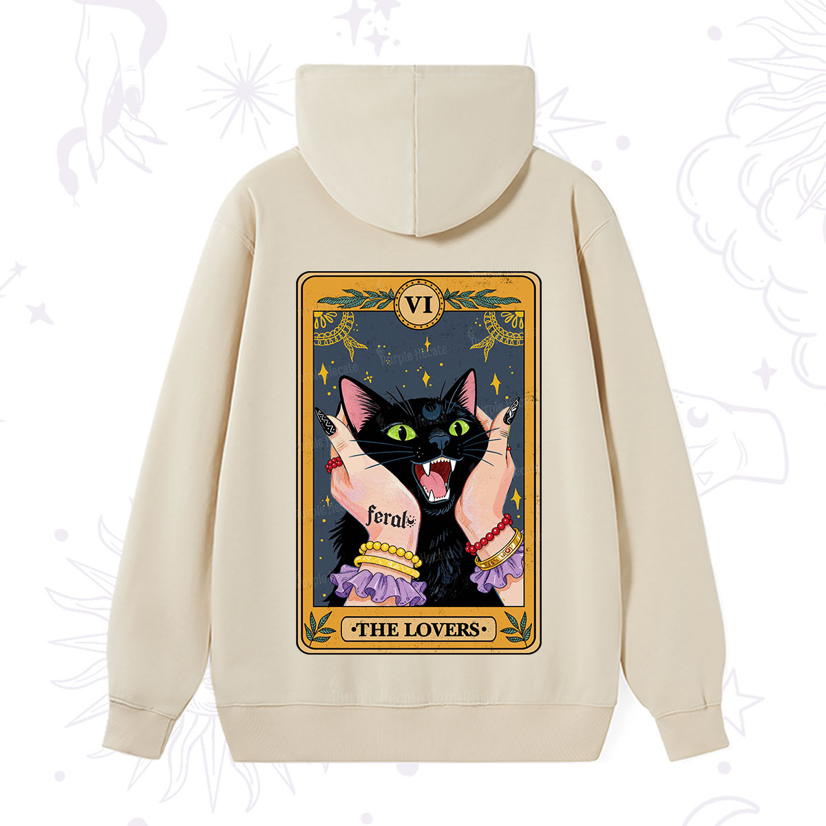 Purplehecate The Lovers Tarot Feral Cat Hoodie