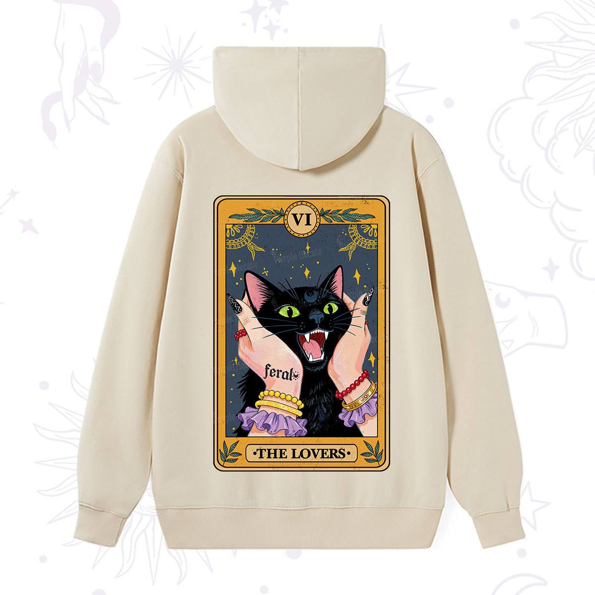 Purplehecate The Lovers Tarot Feral Cat Hoodie
