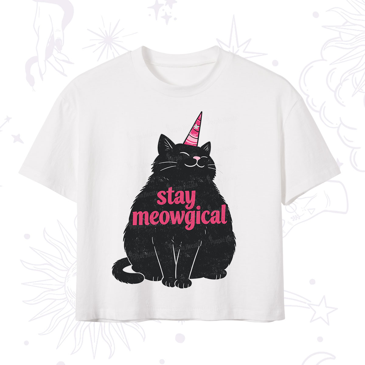 Purplehecate Stay Meowgical Crop T-Shirt