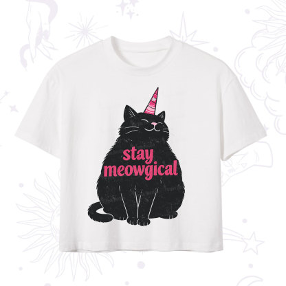 Purplehecate Stay Meowgical Crop T-Shirt