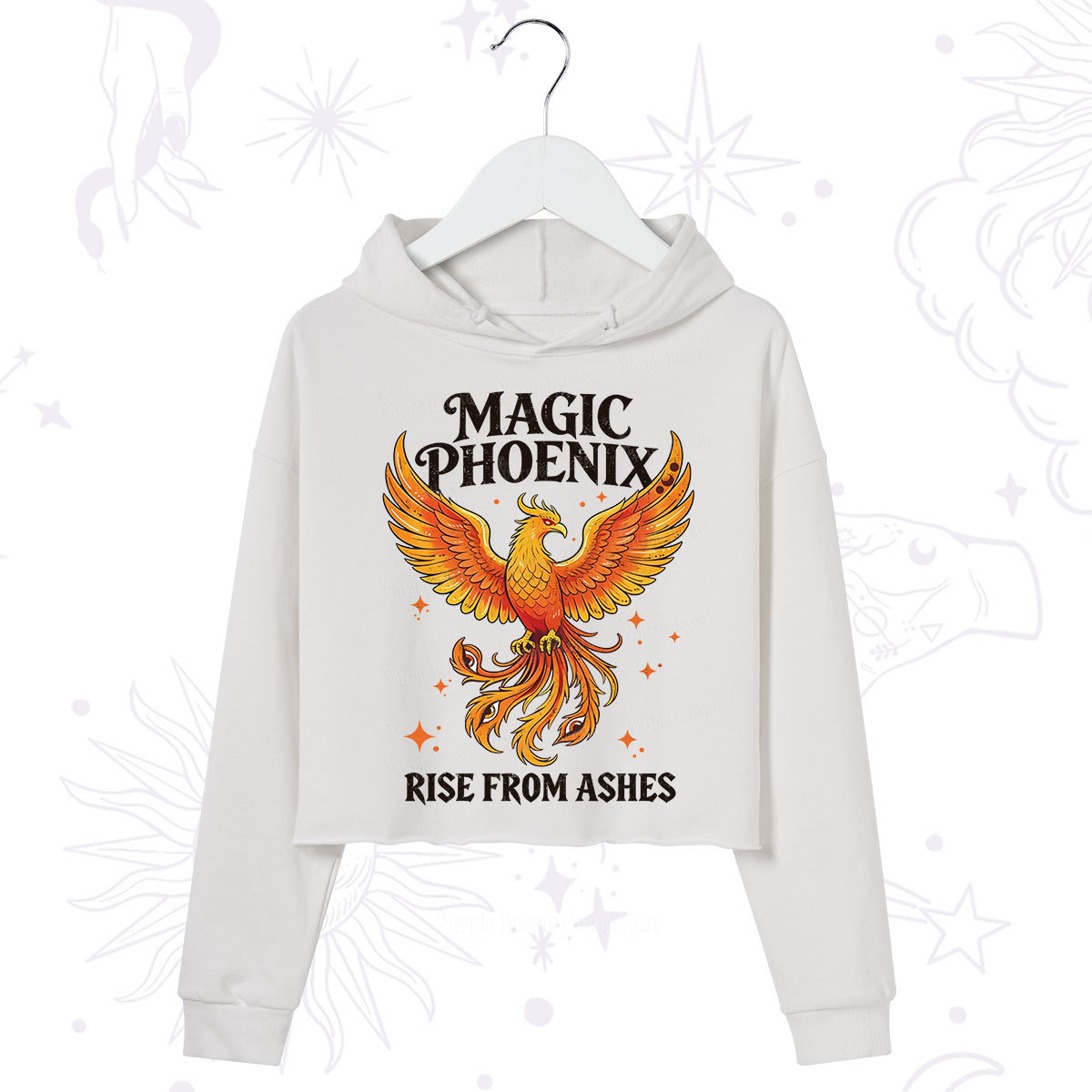 Purplehecate Magic Phoenix Rise From Ashes Crop Hoodie