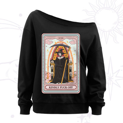 Purplehecate The Kindly Fuck Off Tarot Off The Shoulder Sweatshirt