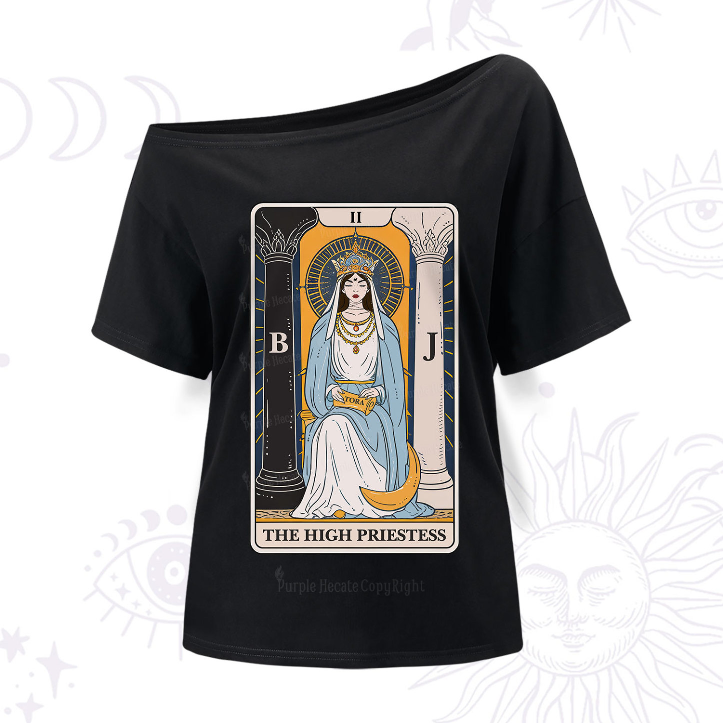 Purplehecate The High Priestess Tarot Card One Shoulder T-Shir