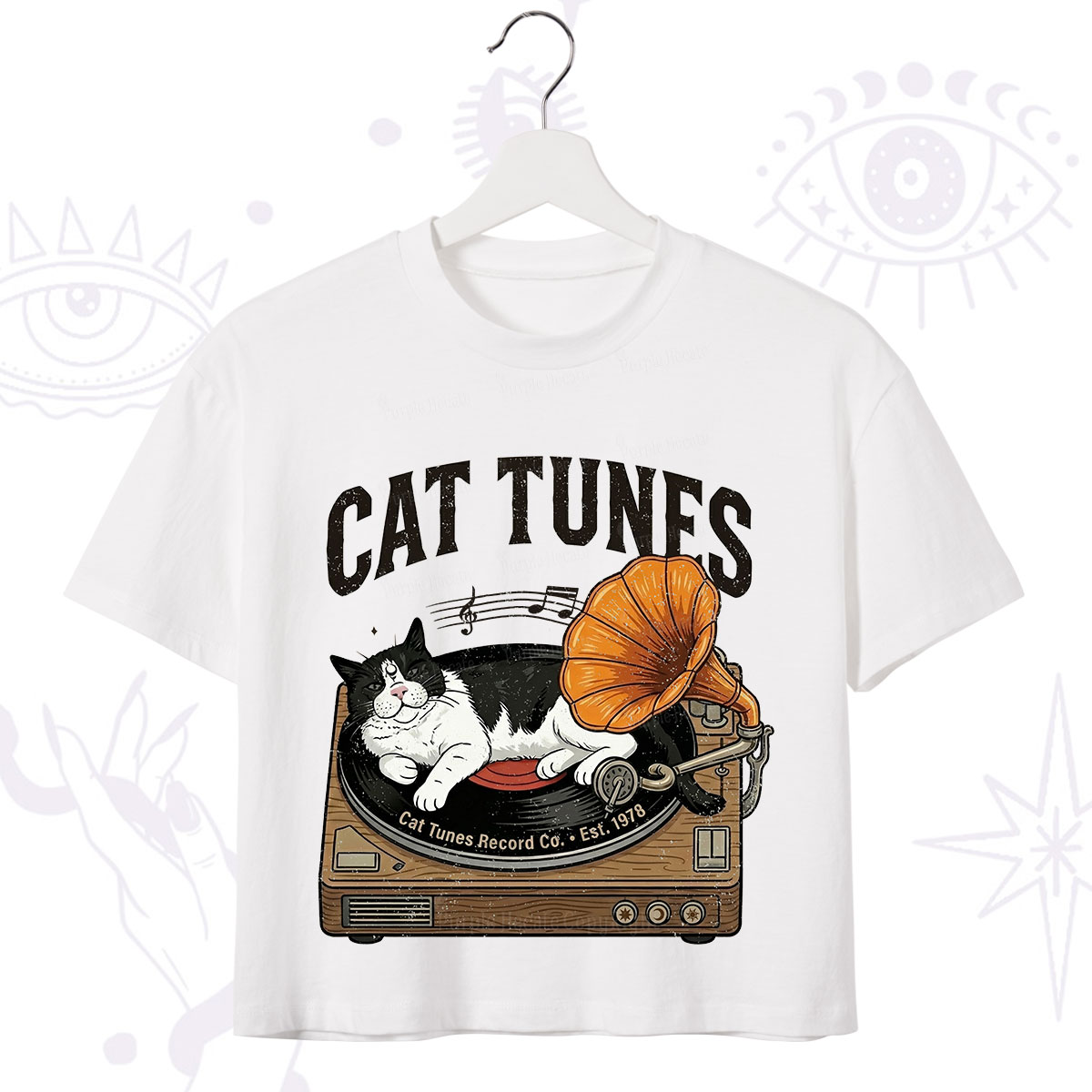 Purplehecate Cat Tunes Crop T-Shirt