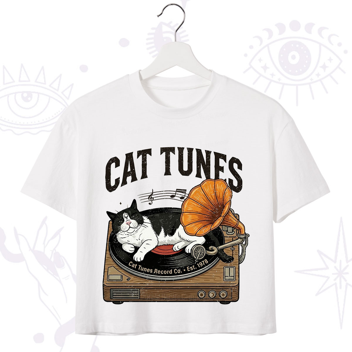 Purplehecate Cat Tunes Crop T-Shirt