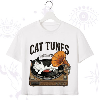 Purplehecate Cat Tunes Crop T-Shirt