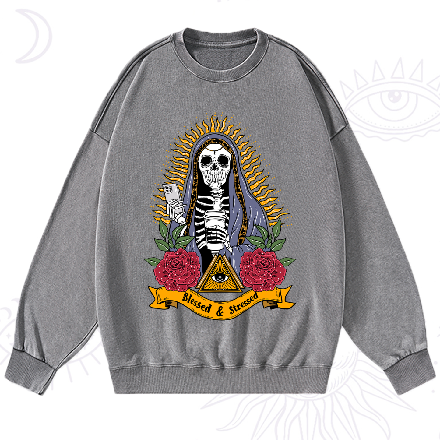 Purplehecate Blessed And Stressed Washed Sweatshirt