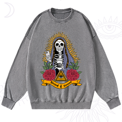 Purplehecate Blessed And Stressed Washed Sweatshirt