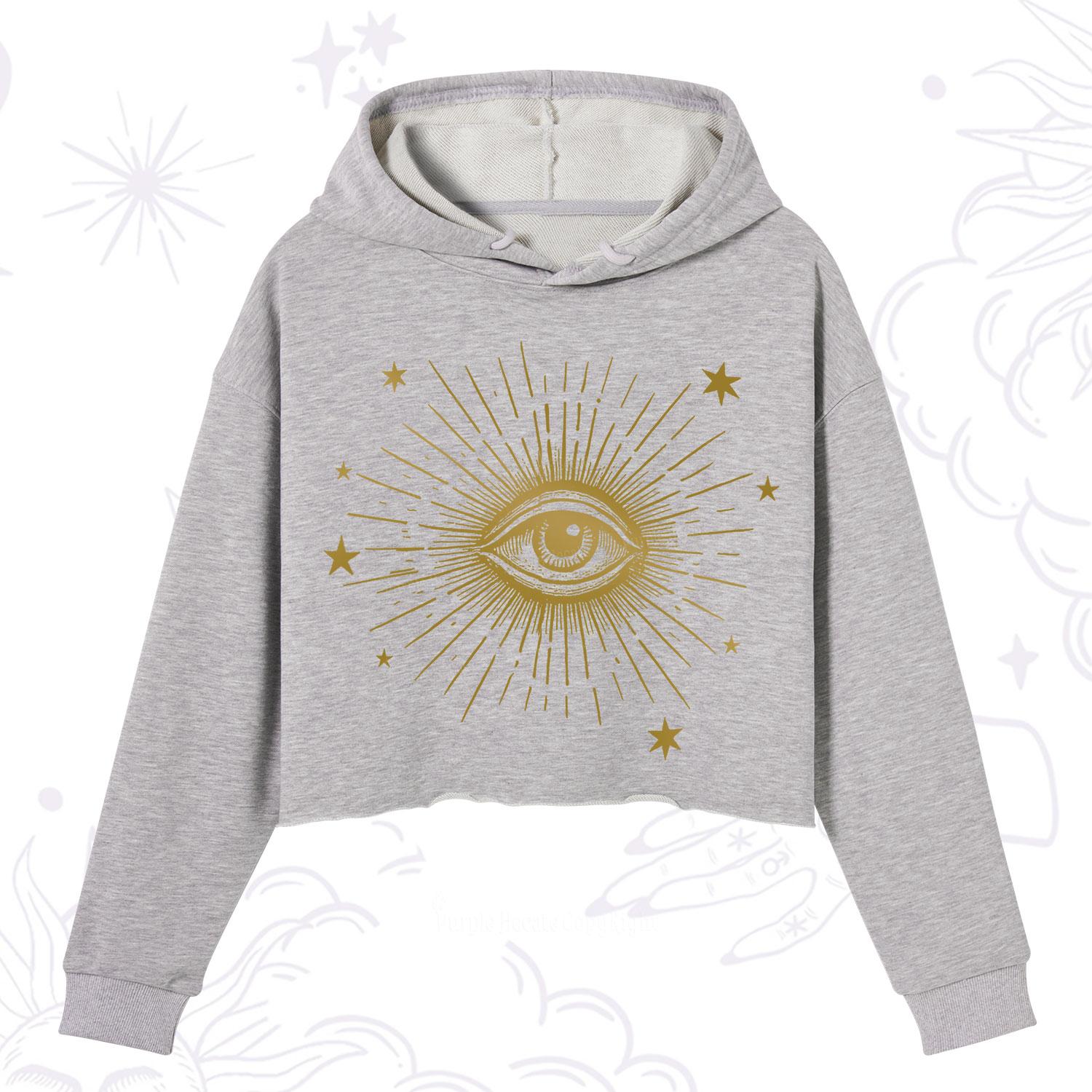 Purplehecate Celestial Eye with Stars Crop Hoodie