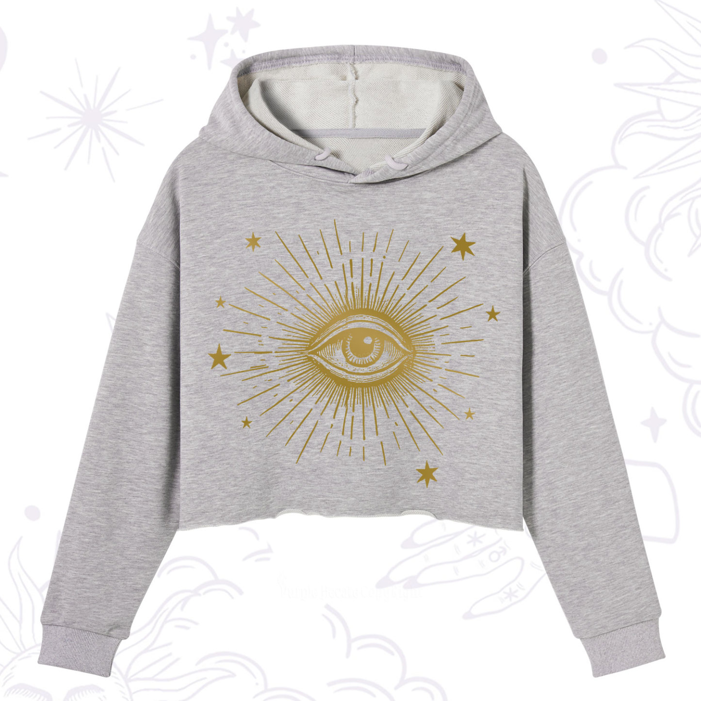 Purplehecate Celestial Eye with Stars Crop Hoodie