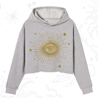 Purplehecate Celestial Eye with Stars Crop Hoodie