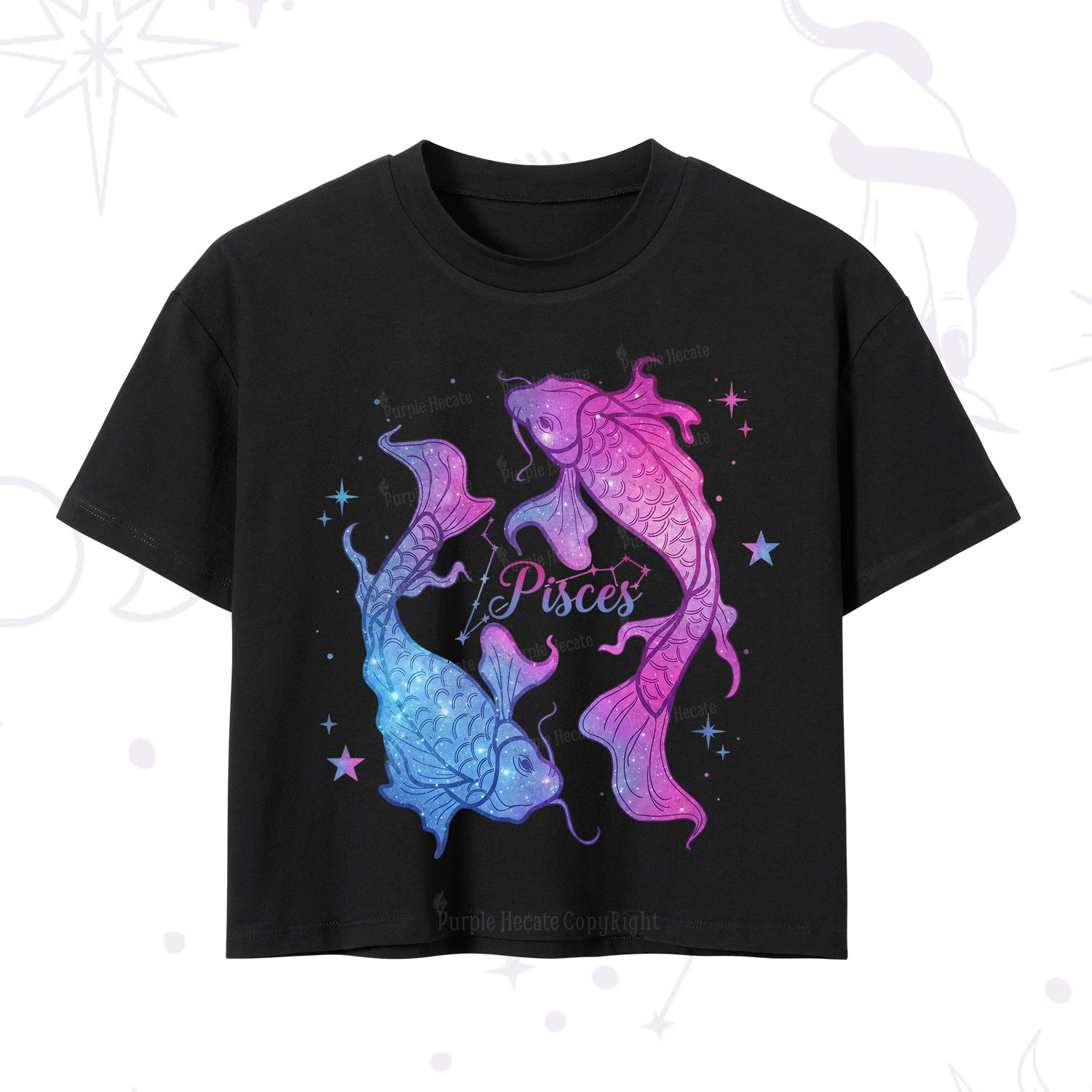 Purplehecate Pisces Zodiac Crop T-Shirt