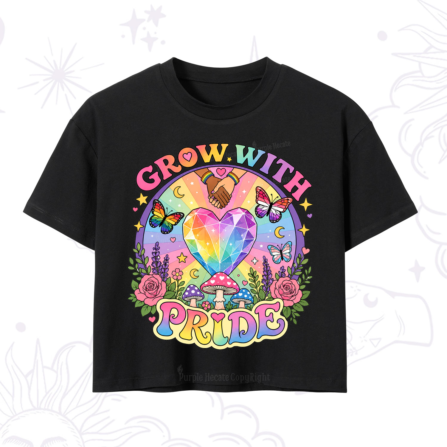 Purplehecate Grow With Pride Rainbow Heart Crop T-Shirt