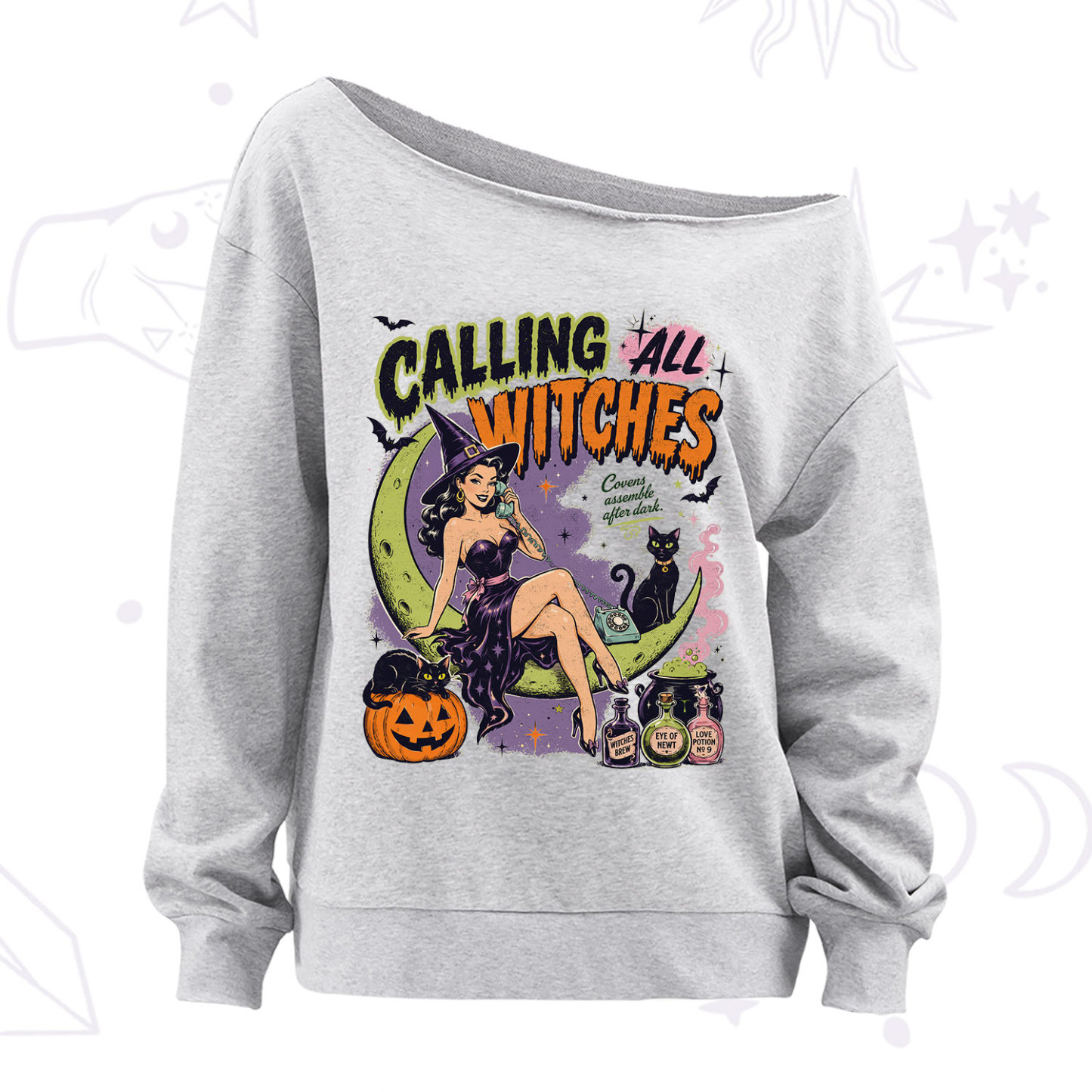 Purplehecate Calling All Witches Halloween Off The Shoulder Sweatshirt
