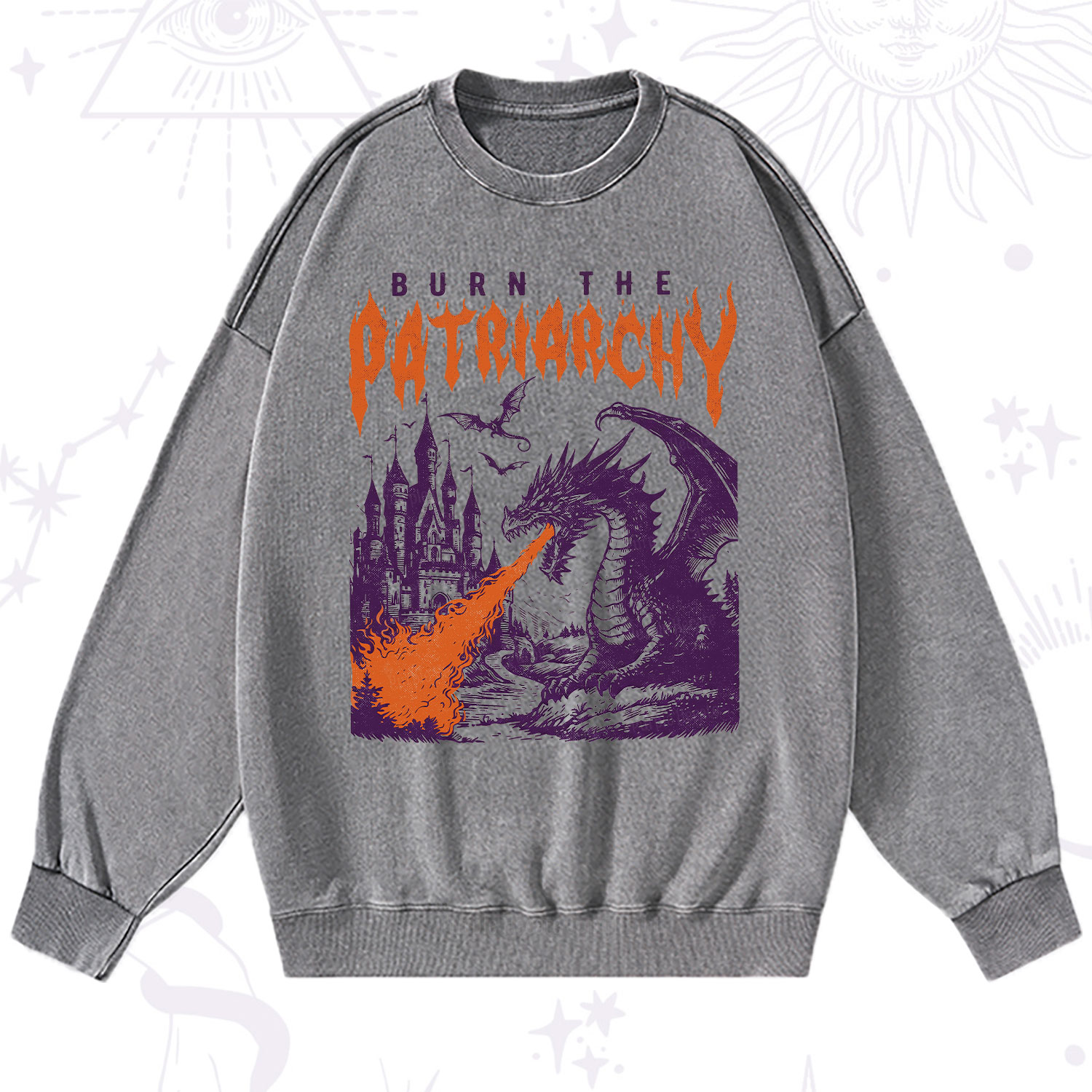 Purplehecate Burn the Patriarchy Dragon Washed Sweatshirt